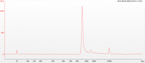 Figure 3: BioAnalyzer Trace of the 16S V3-V5 Indexed Library